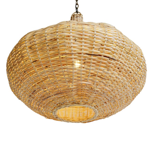 Mid-Century Modern Rattan Basket Clove Pendant Light For Sale - Image 3 of 8