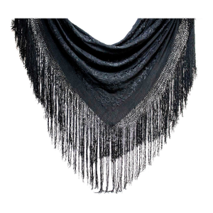 Antique Flaminco Fringed Piano Shawl Midnight Black - Outstanding