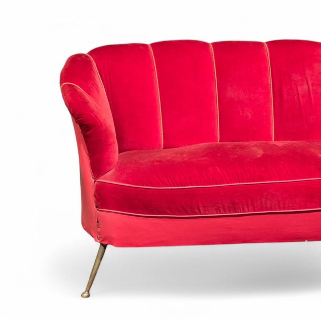 Shell Sofa in Velvet, 1950s For Sale - Image 3 of 7