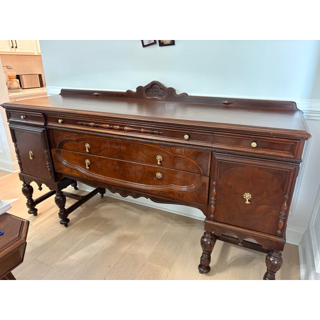 1920s Jacobean Antique 1920s Walnut Buffet Sideboard For Sale - Image 5 of 7