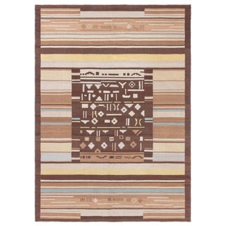 Doris Leslie Blau Mid-20th Century Finnish Brown, Beige Wool Rug For Sale