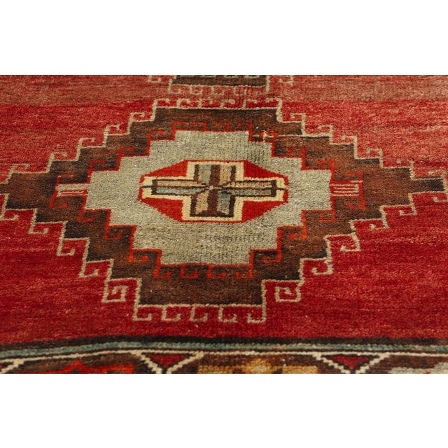 Mid 20th Century Vintage Red Turkish Oushak Rug - 04'03 X 06'10 For Sale - Image 5 of 9