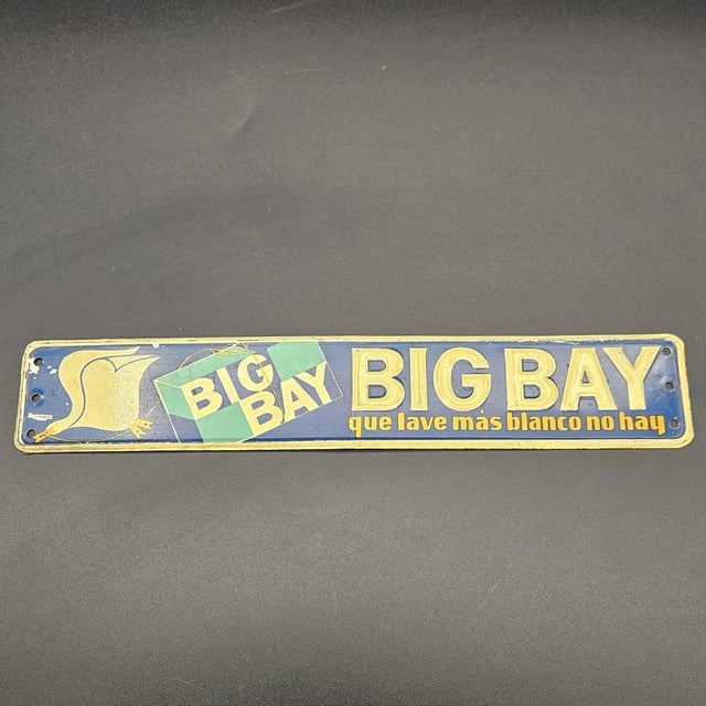 1950s Big Bay Advertising Door Sign in Tin, Spain, 1950s-1960s For Sale - Image 5 of 5