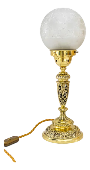 Historistic Table Lamp with Original Cut Glass Shade, Vienna, 1890s