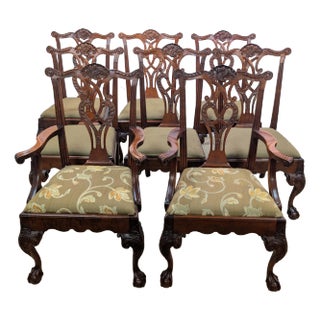 Late 20th Century Set of 8 - Baker Furniture Mahogany Traditional Dining Chairs For Sale