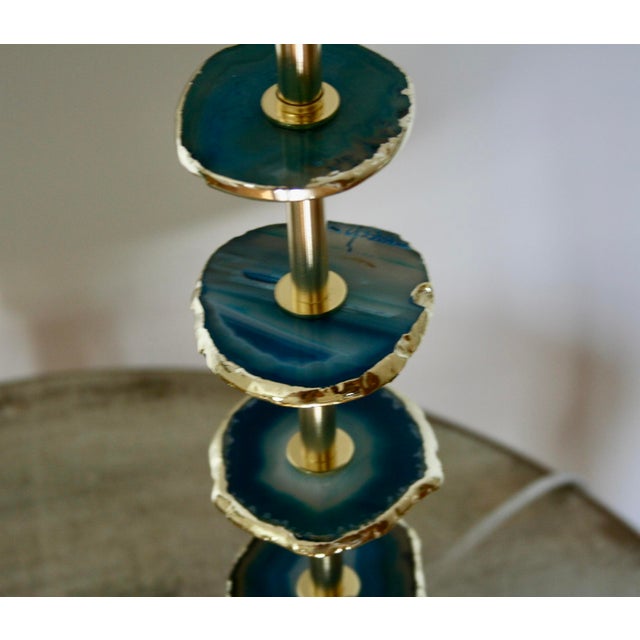 Modern Blue Aqua Agate Lamps - a Pair For Sale - Image 4 of 5
