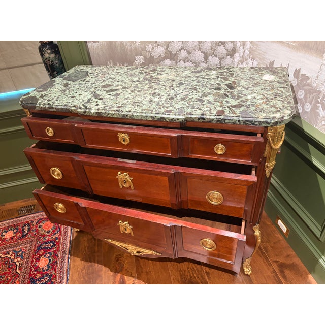 Late 18th Century Late 18th Century Louis XV/XVI Transitional Gilt-Bronze-Mounted Mahogany Commode For Sale - Image 5 of 12