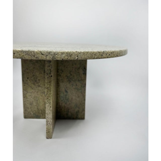 Mid-Century Modern Vintage Round White Granite Coffee Table, 1970s For Sale - Image 3 of 8