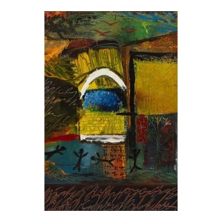 Besso Bakradze Unpredictable Criterion 1993 Signed Abstract Oil Painting Canvas For Sale