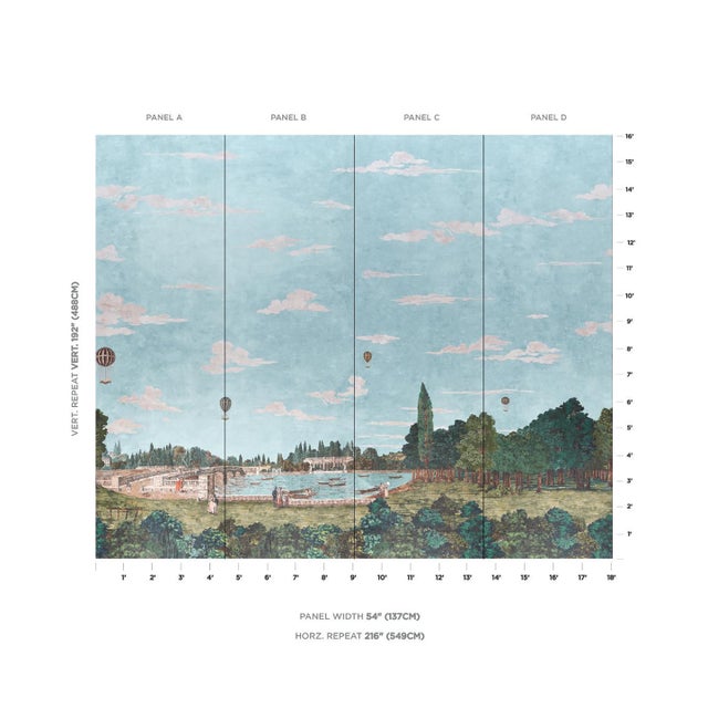 SAMPLE - Schumacher X Carl D'Aquino Promenade 4 Panel Set In Document For Sale