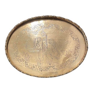 Chinese Brass Oval Tray For Sale