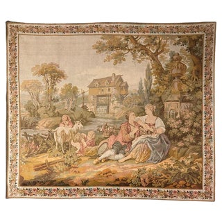 Vintage Aubusson French Jaquar Tapestry, 1960s For Sale