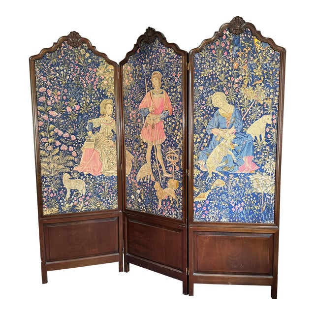 Early 20th Century Renaissance Style Tapestry Folding Screen Room ...