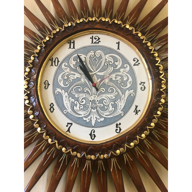 Wood 1980s Italian Wood Wall Swacth Clock Handcrafted From Tuscania For Sale - Image 7 of 11