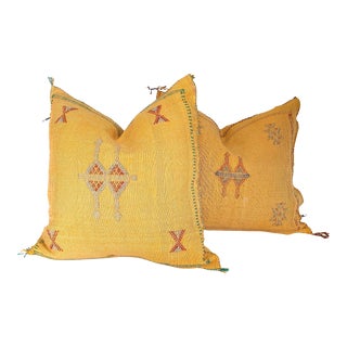 Moroccan Sabra Silk Pillows, 19" x 18" - A Pair For Sale