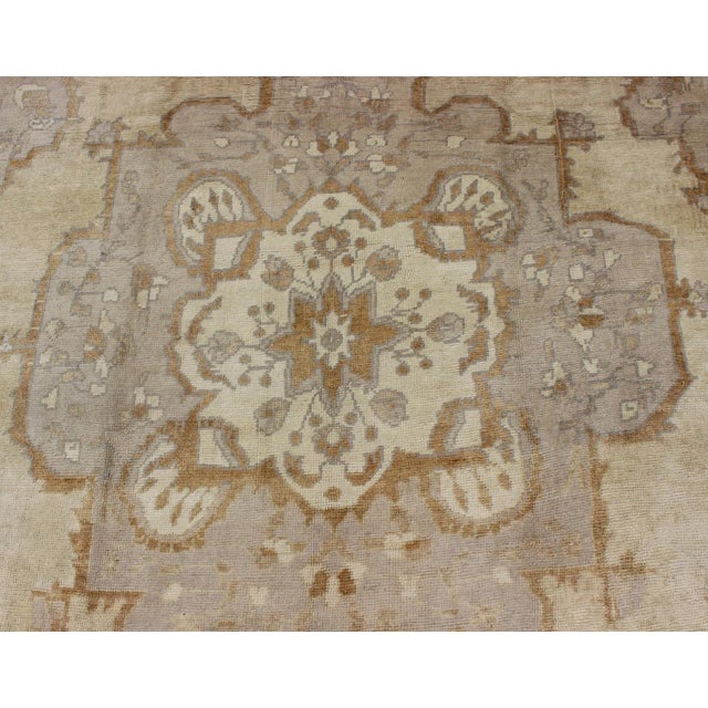 Vintage Turkish Rug With Medallion Design in Lavender and Cream For Sale In Atlanta - Image 6 of 9