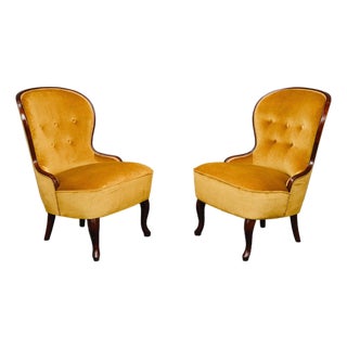 Mid-Century Armchairs in Yellow, Mid-20th Century, Set of 2 For Sale