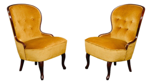 Mid-Century Armchairs in Yellow, Mid-20th Century, Set of 2