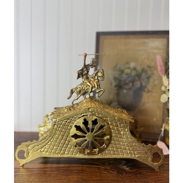 Vintage Rococo Revival Style Brass Mantel Clock, Mid–Late 20th Century For Sale - Image 10 of 14
