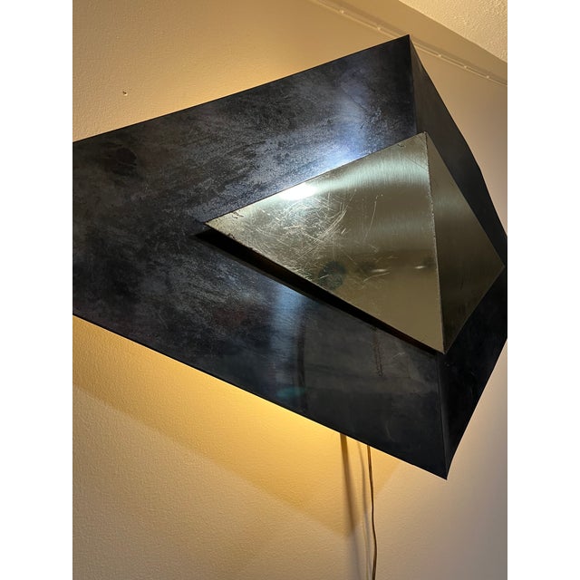 1980s Modern Curtis Jere' Wall Lamp Mounted and Illuminated For Sale - Image 6 of 8
