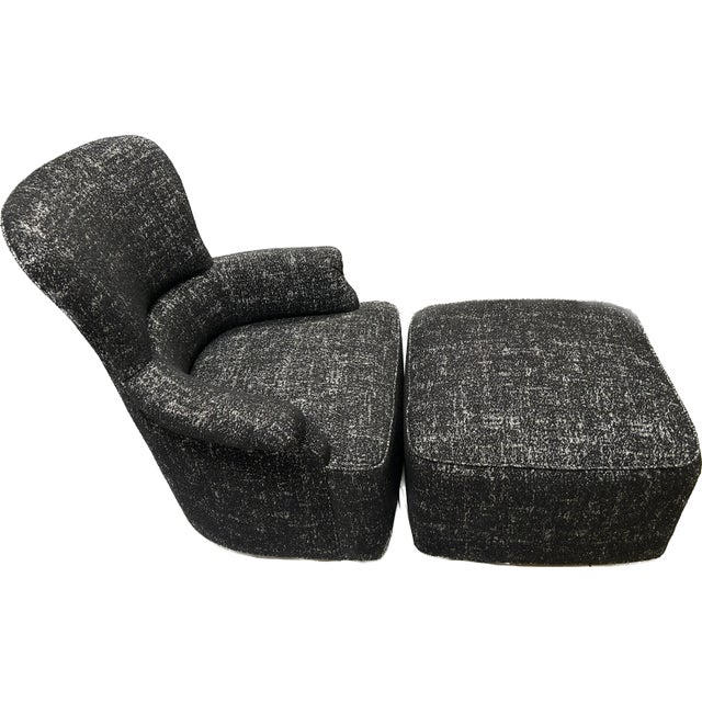 Textile Contemporary Italian Chair in Black Sparkled Boucle Fabric For Sale - Image 7 of 8