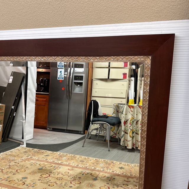 Mahogany With Silver Gilt Etched Frame Wall Mirror For Sale - Image 10 of 12