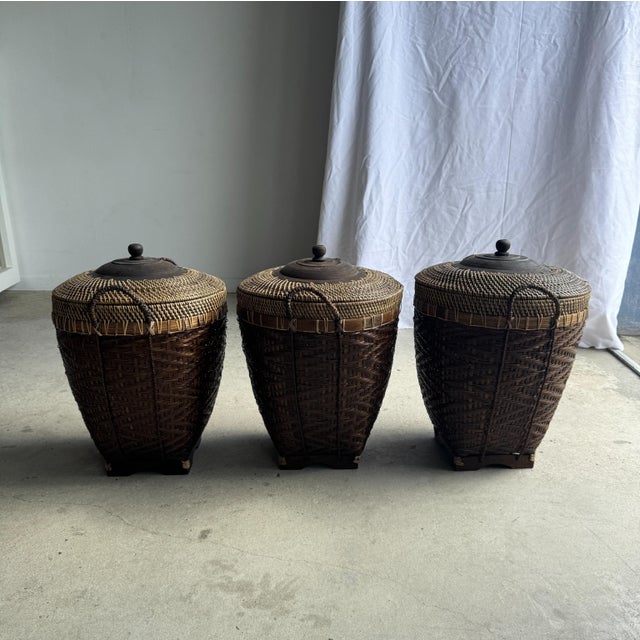Large Indonesian Brown Basket For Sale - Image 13 of 18