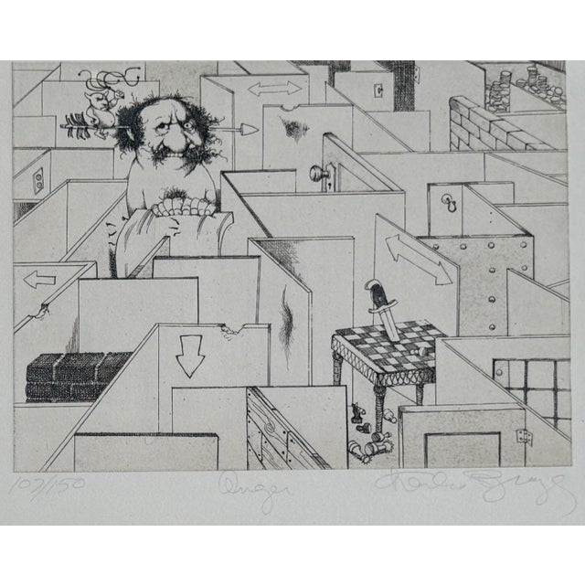 Charles Bragg Seven Deadly Sins Signed Engraving Print - Anger