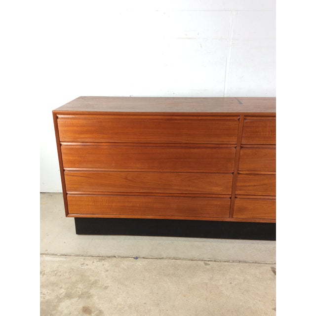 1970s Danish Modern Teak 8 Drawer Lowboy Dresser For Sale - Image 5 of 18