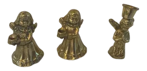Vintage Brass Angel Candle Holders -Set of 3