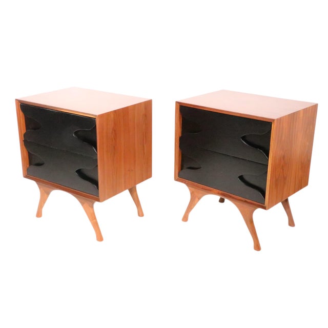 Mid 20th Century 1950's Pair of Nightstands Newly Refinished For Sale - Image 5 of 17