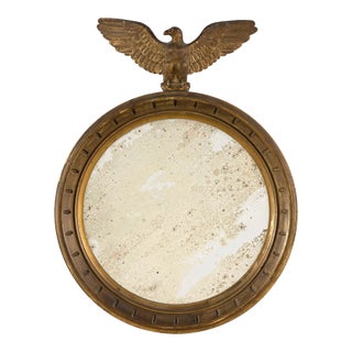 19th Century Heavy Gilt-Bronze Mirror With Eagle Crest For Sale