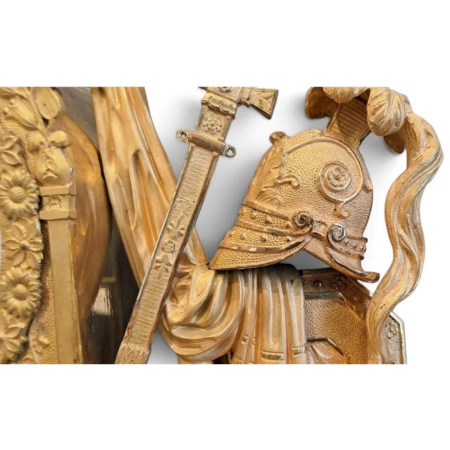 Empire Parisian Mercury-Gilt Bronze Statue Table Clock, France For Sale - Image 3 of 9