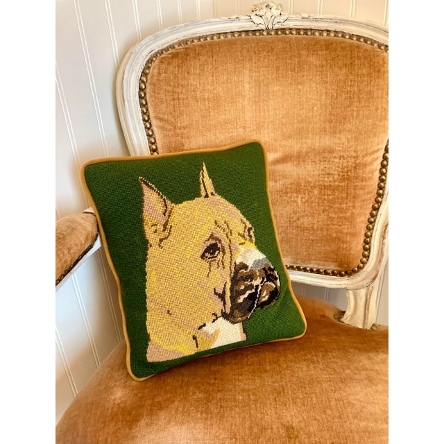 Needlepoint Dog Decorative Throw Pillow For Sale In Washington DC - Image 6 of 7