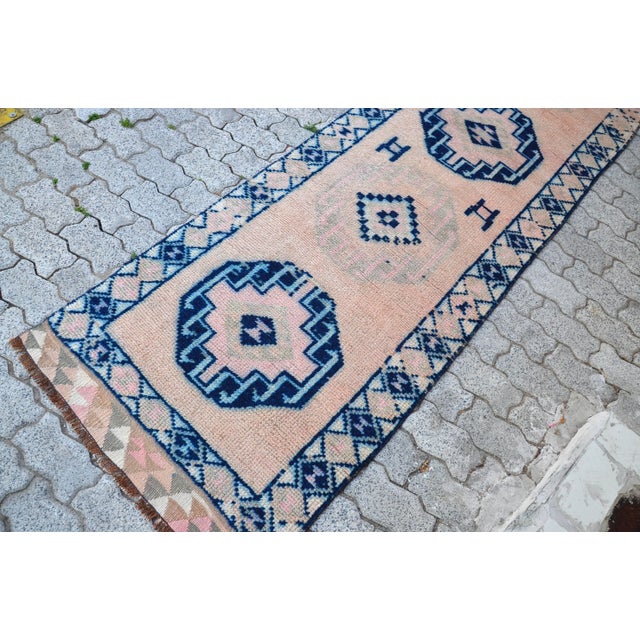 Boho Chic Vintage Hand Knotted Bohemian Runner For Sale - Image 3 of 11