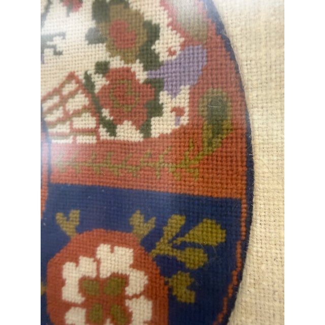 1970s Vintage Needlepoint Art With Japanese Imari Motif, Beautifully Framed For Sale - Image 5 of 8