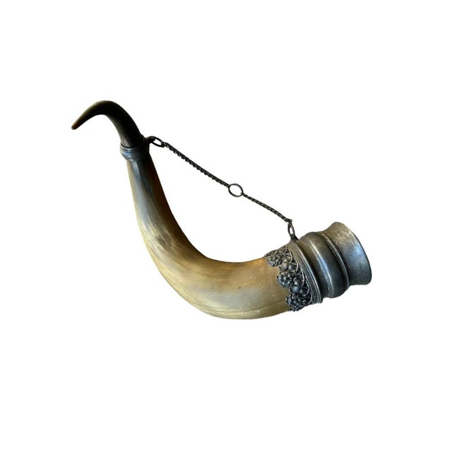 Circa 1897 Steer Horn Trophy With Pewter For Sale In Aspen - Image 6 of 6