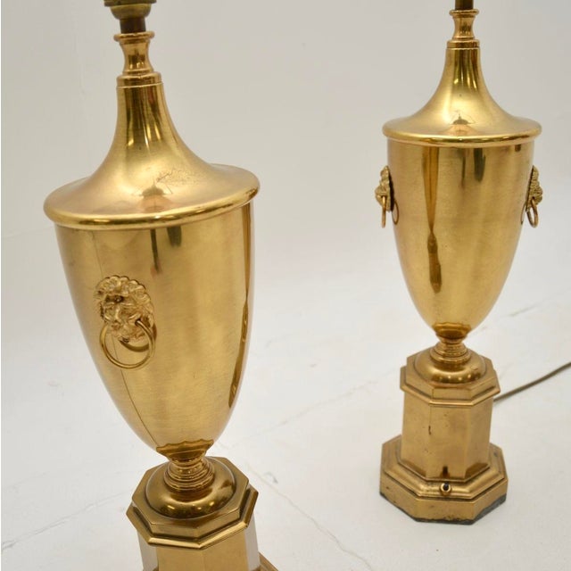 Neoclassical Brass Table Lamps, 1930s, Set of 2 For Sale - Image 4 of 12