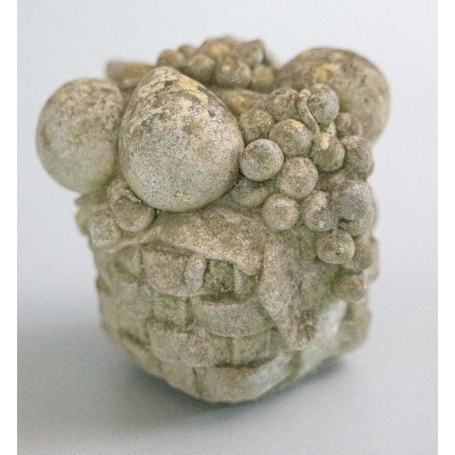 Vintage French Concrete Stone Fruit Basket Garden Ornament For Sale - Image 9 of 9