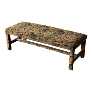 Fully-Upholstered Jacquard Tapestry Parsons Bench, 1980s For Sale