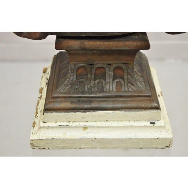 19th Century 19th Century Antique E. Rousseau Cast Spelter Metal French Maiden Woman Bust Sculpture For Sale - Image 5 of 12