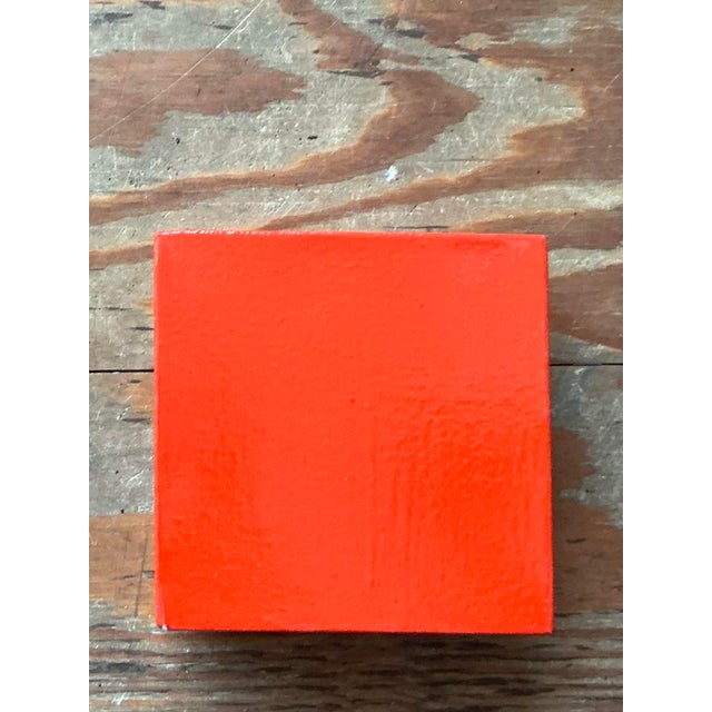 Red Vintage Boho Original Abstract Oil on Canvas For Sale - Image 8 of 9