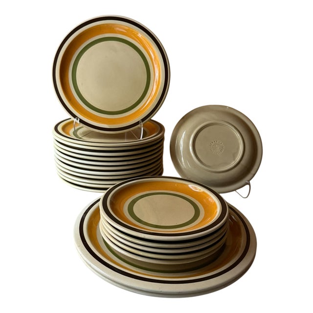 Vintage Italian Stoneware Plates from Castellania Ceramica, 1960s, Set of 20 For Sale