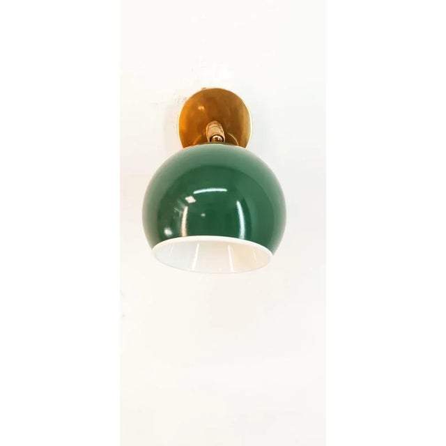 Adjustable Wall Light with Green-Colored Metal Dome For Sale - Image 4 of 12