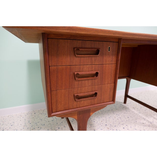 Wood Danish Modern Teak Desk by G.N. Tibergaard, 1960s For Sale - Image 7 of 13