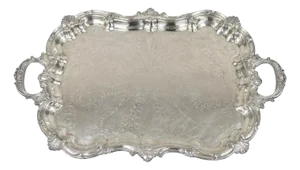 Vintage Sbep Victorian Baroque Style Silver Plated Serving Platter Tray