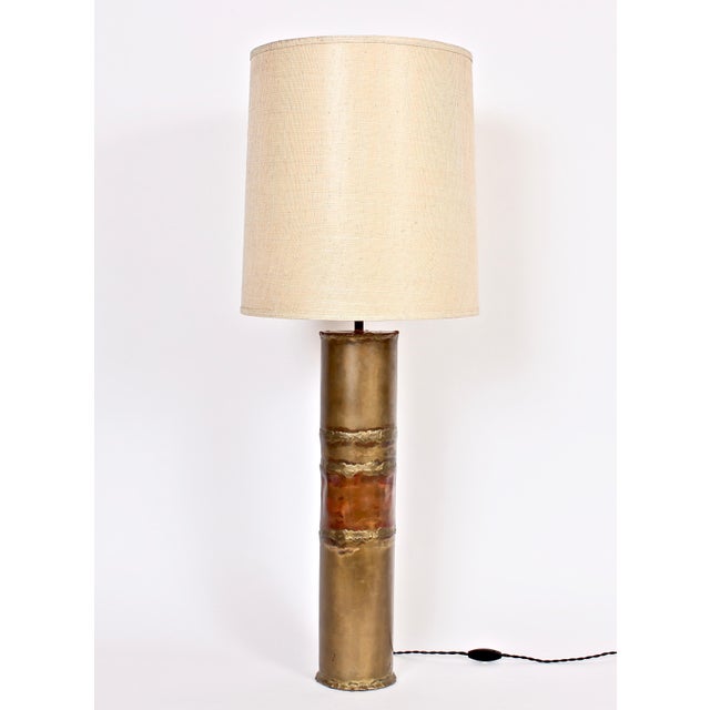 Silas Seandel 1974 Silas Seandel Torched Mixed Metal Brutalist Table Lamp For Sale - Image 4 of 13