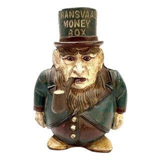 Antique South African - Paul Kruger - Novelty Transvaal Cast Iron Money Box Bank For Sale