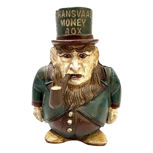Antique South African - Paul Kruger - Novelty Transvaal Cast Iron Money Box Bank For Sale