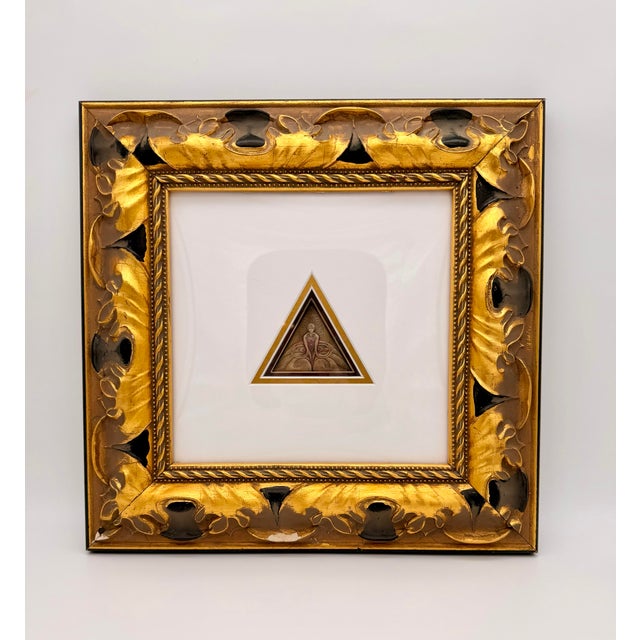 Art Deco Pair of Erté Limited Edition Bronze Medallions in Gold & Black Gilt Frames For Sale In Houston - Image 6 of 12